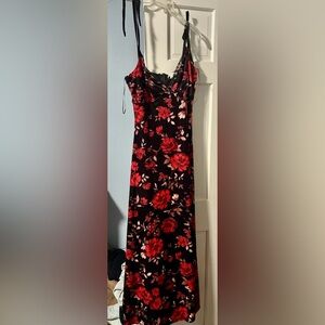Floral Red and Black Dress